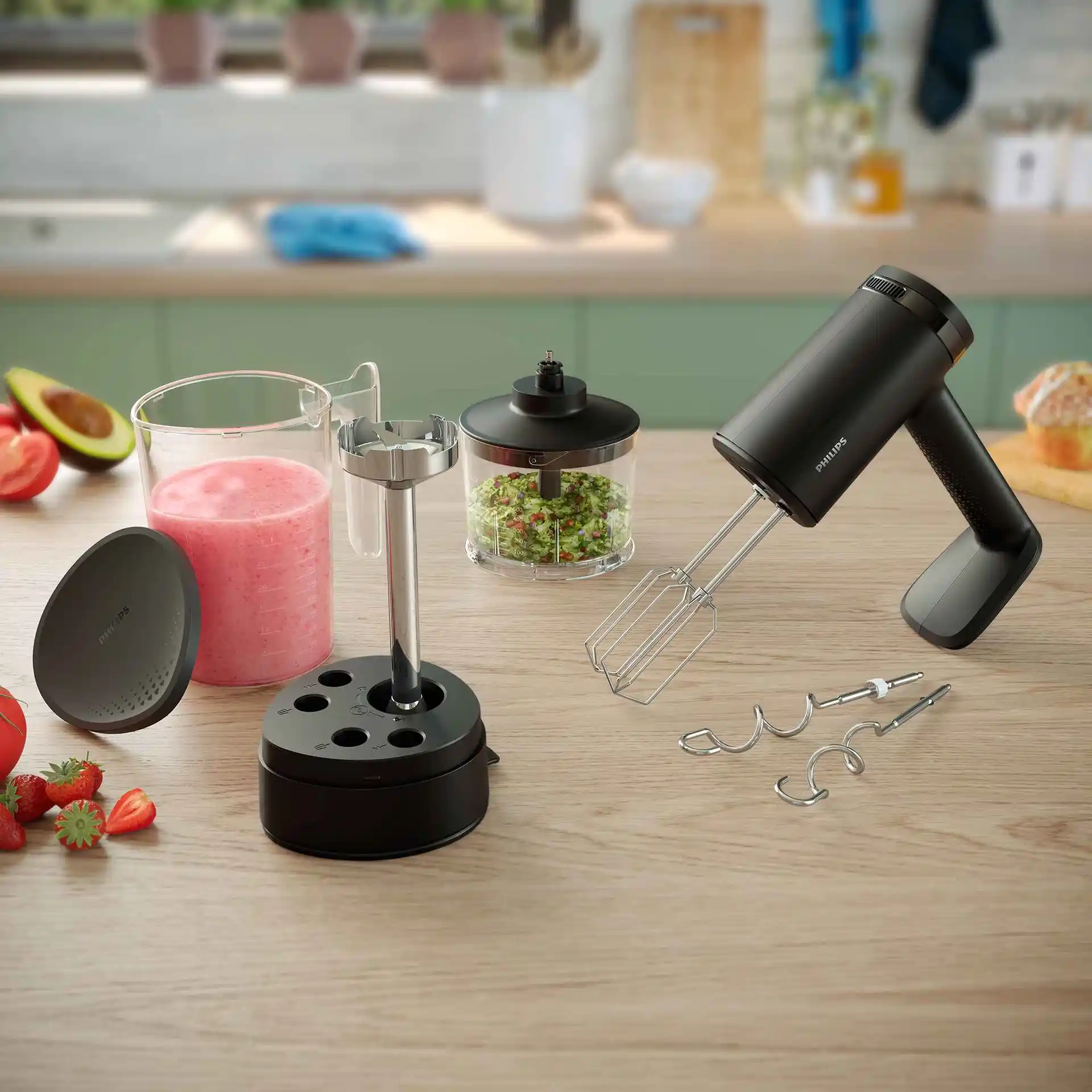 Food-Prep-1-it Philips Food Prep rokas mikseris ar piederumiem ir virtuves ērtības virsotne; īsts šedevrs.
