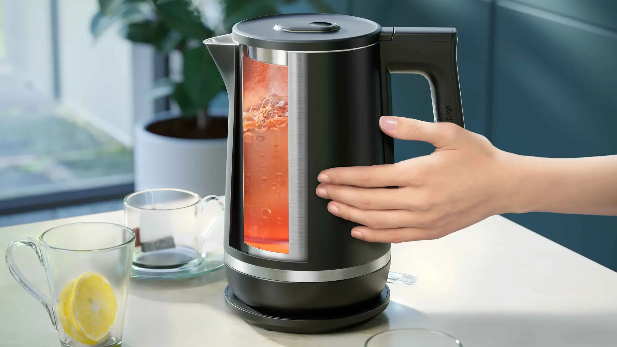 Philips tējkannas: Augstākās klases melna elektriskā tējkanna ar iekšējo tējas pagatavošanas funkciju. Aprīkota ar ergonomisku rokturi un ātrās uzvārīšanas tehnoloģiju. Izcils dizains nepārspējamai brūvēšanai.