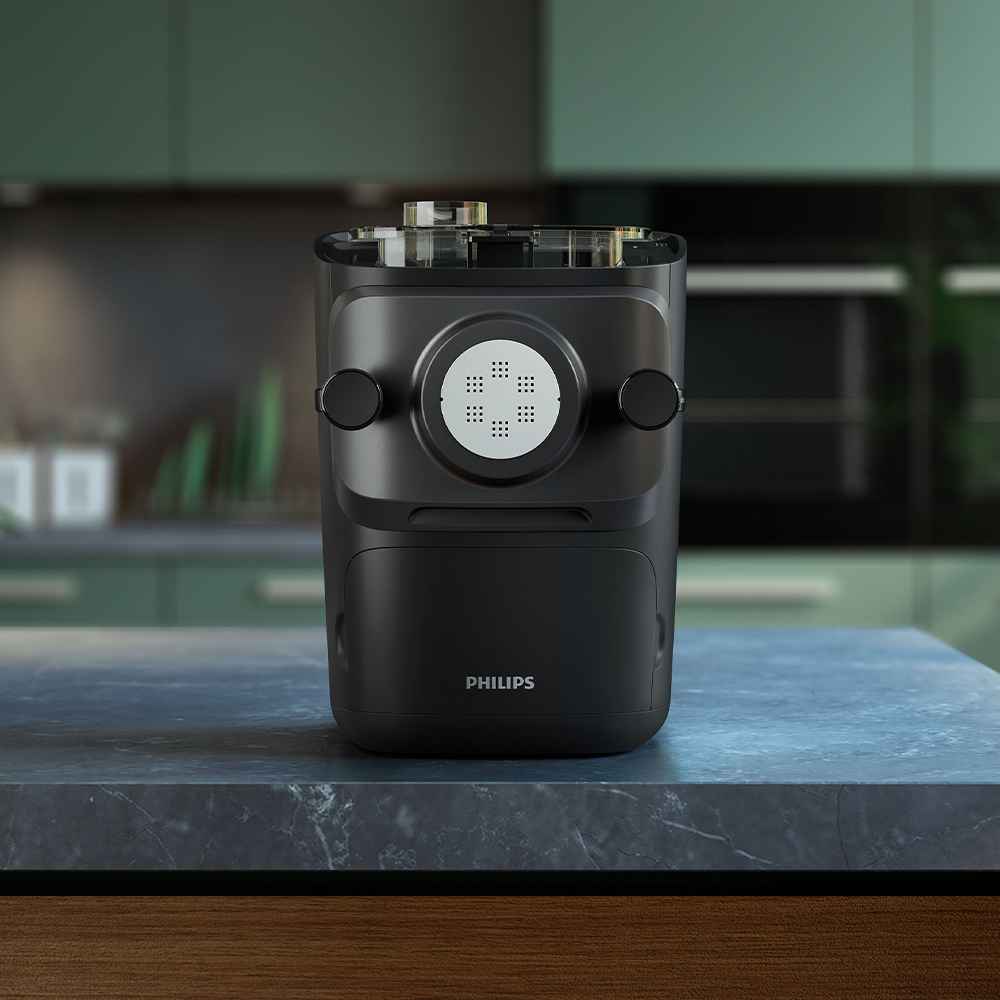 Philips pastas gatavotājs melnā krāsā: labākā virtuves ierīce perfektai pastai. Piedāvā izcilu dizainu un nepārspējamu lietotāja pieredzi, gatavojot svaigi gatavotu pastu.